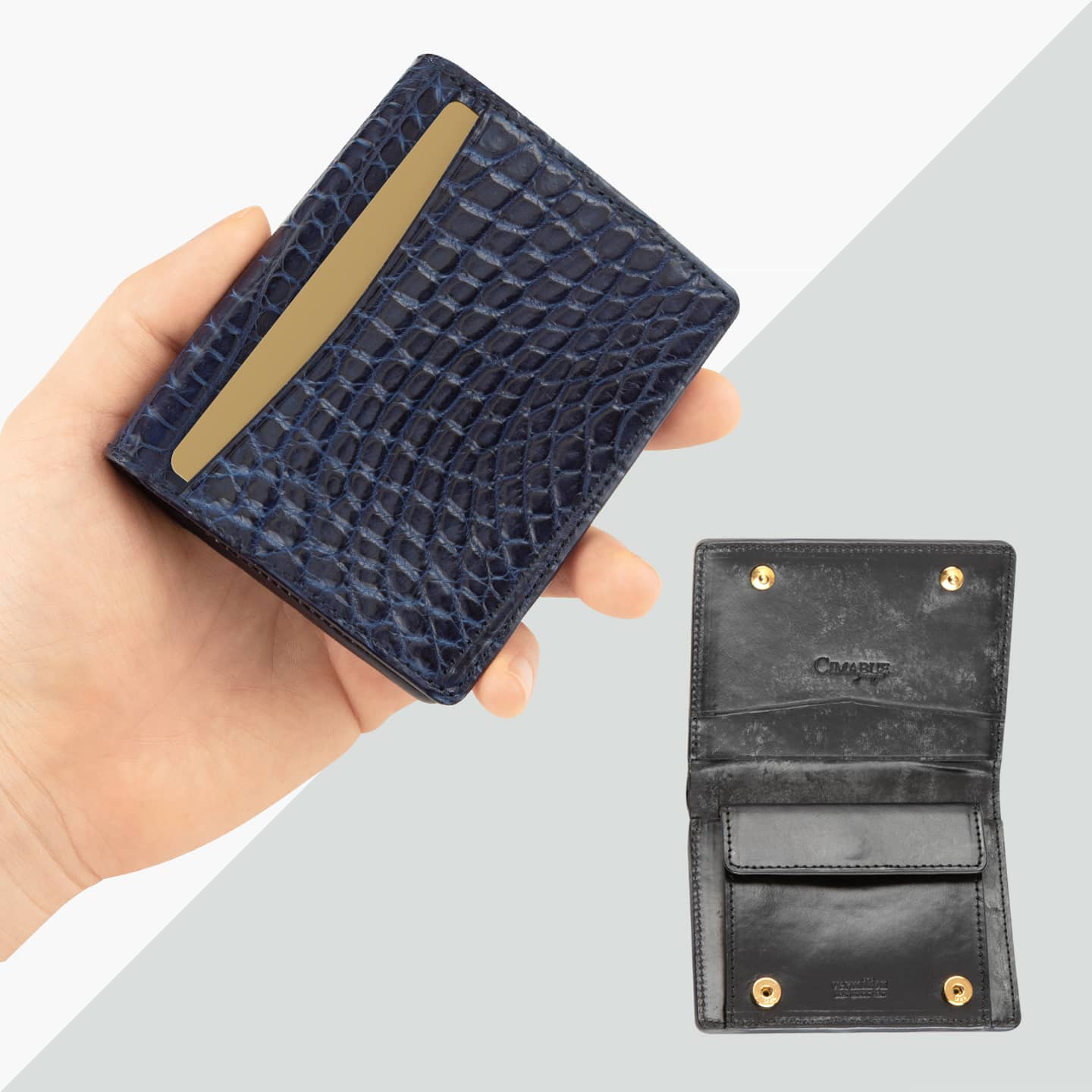 藍染めクロコダイル ミニウォレット 大人の財布・ ミニ・コンパクト財布 など拘りの日本製ブランドなら Mens Leather Store