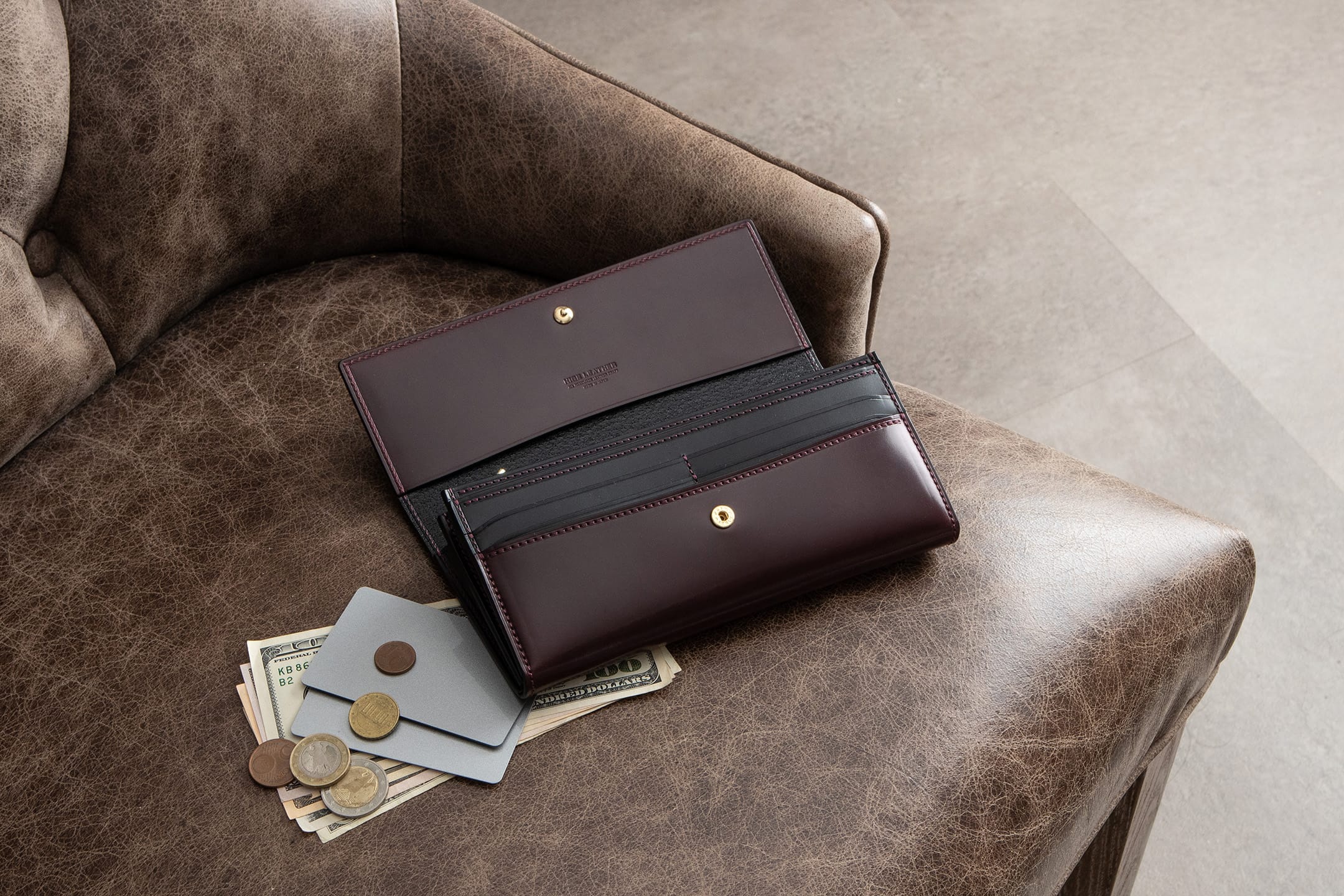 シェルコードバン × ブッテーロ 長財布（小銭入れ付き） 大人の財布・ 長財布 など拘りの日本製ブランドなら Mens Leather Store