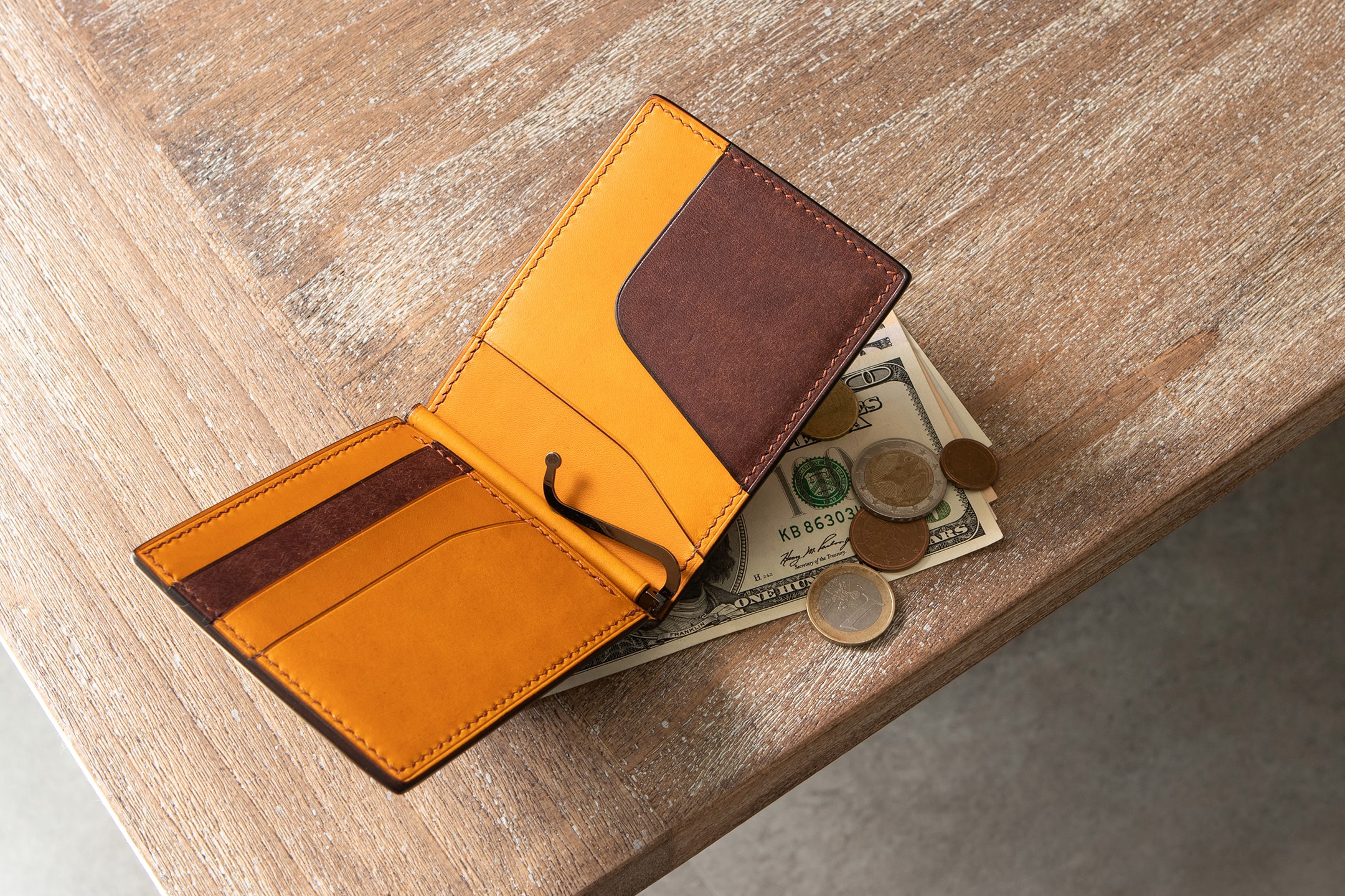 プエブロ × リスシオ マネークリップ（小銭入れ付） | 大人の財布・ ミニ・コンパクト財布 など拘りの日本製ブランドなら Mens Leather  Store