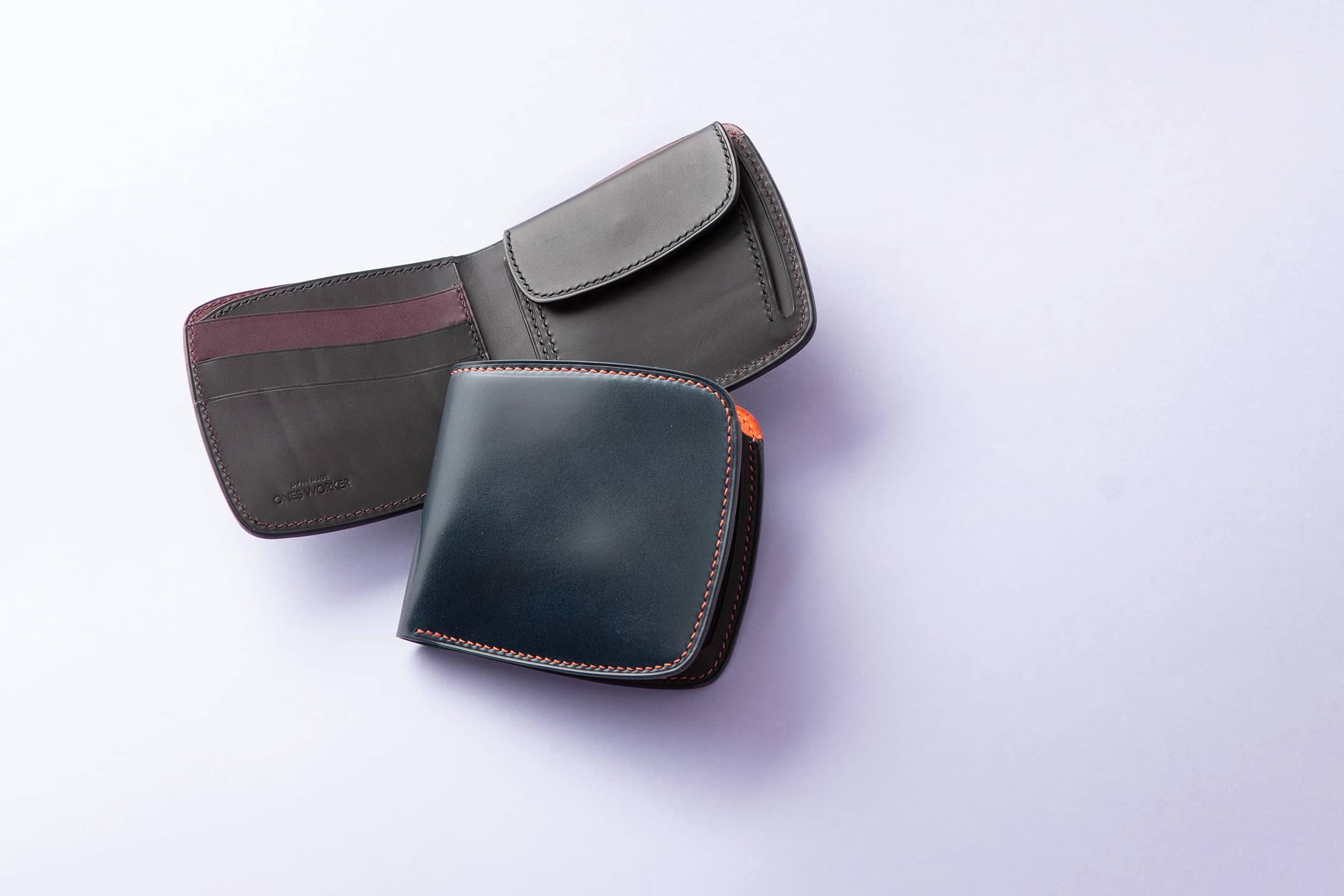 オイルグレージングコードバン & ブッテーロ シェル型二つ折り財布（小銭入れ付き） by ONE WORKER（ワンズワーカー）