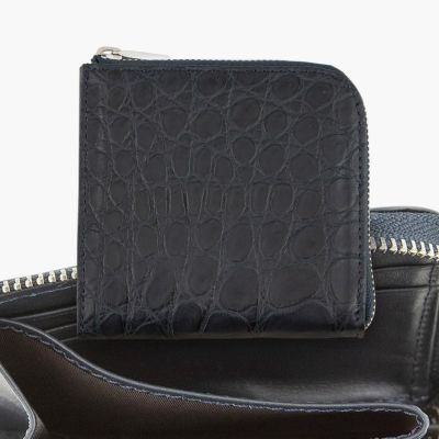 Kthg ✨Crevaleathco L字ウォレット　クロコダイル クロコダイル & ダービー L字ジップハーフマルチウォレット