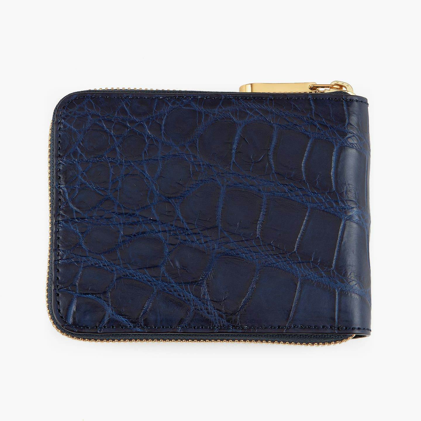藍染めクロコダイル ラウンドジップ二つ折り財布 | 大人のバッグ・財布 