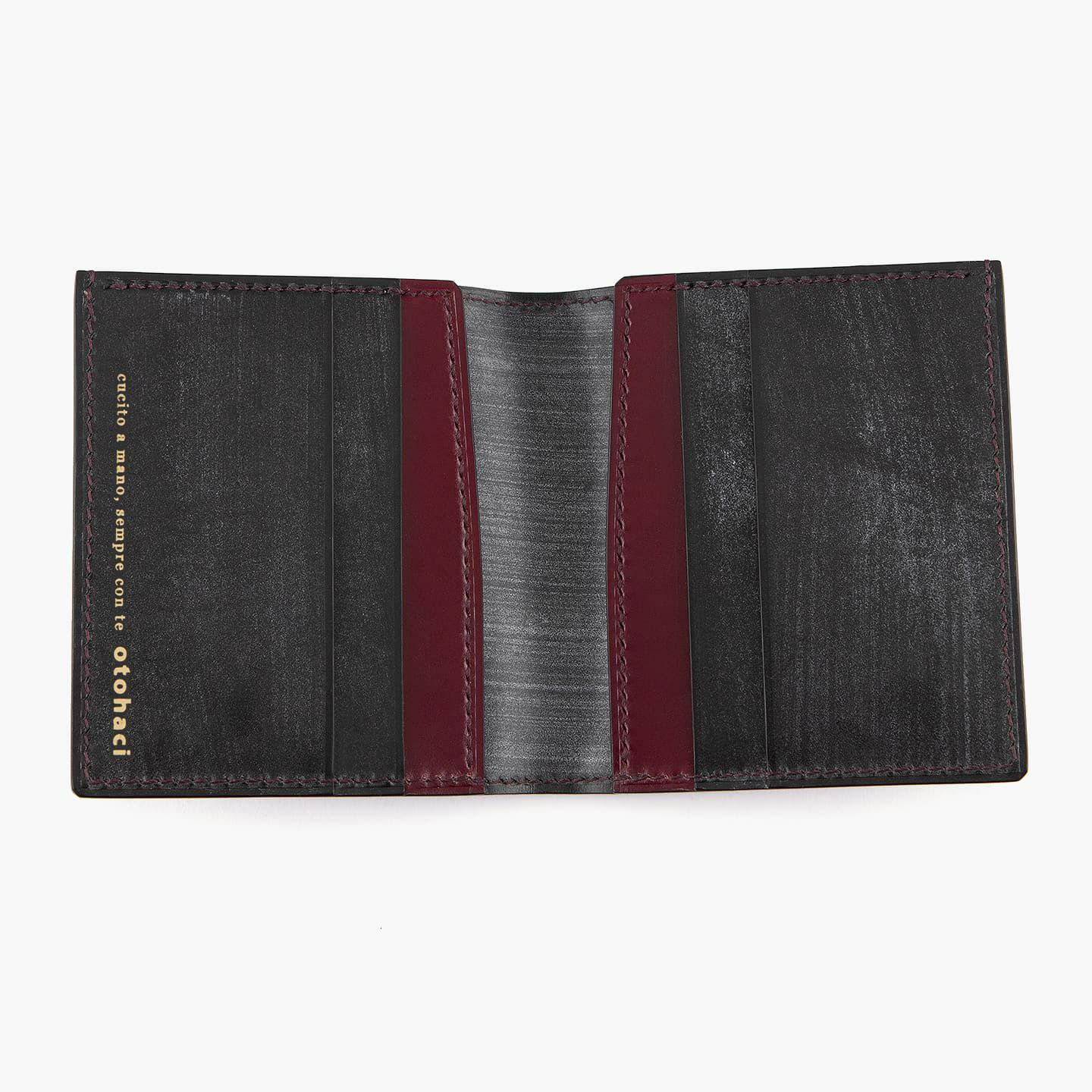 アニリン染めコードバン & ブライドル 薄型二つ折り財布（小銭入れ付き 