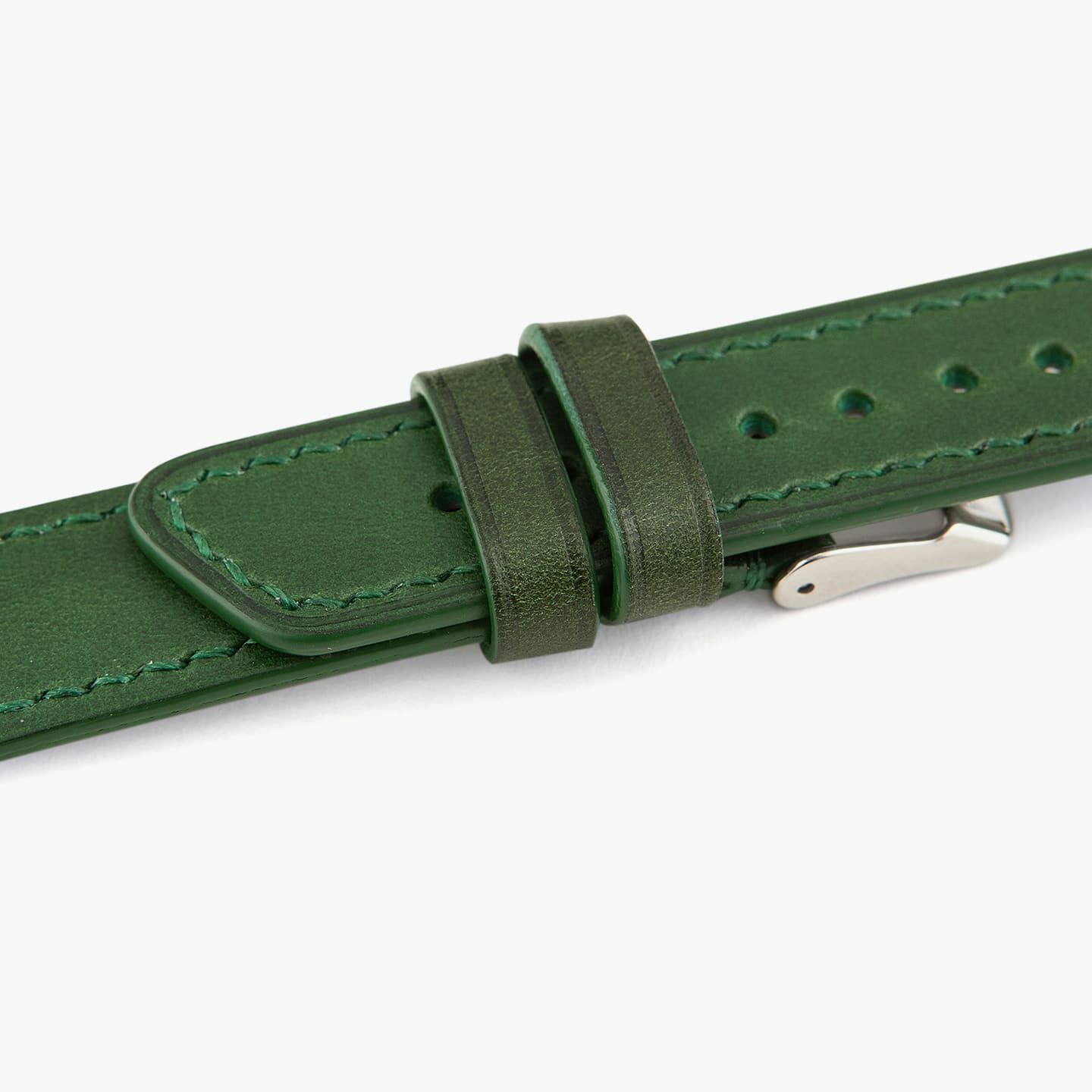 Apple Watch ケースサイズ：42 - 45 mm、表面（ブッテーロ）：Green、裏面（シェーブル）：Duke、アダプター & 尾錠：Silver