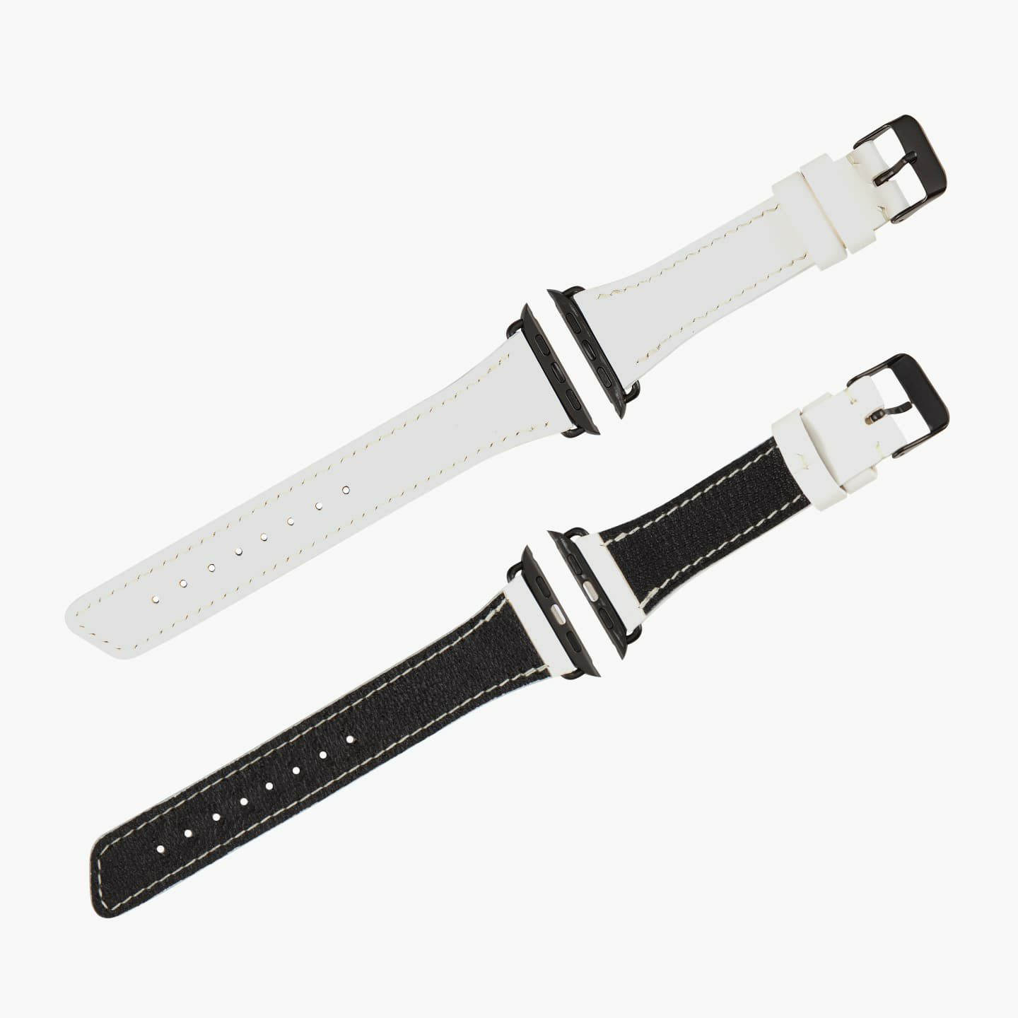 Apple Watch ケースサイズ：42 - 45 mm、表面（ブッテーロ）：White、裏面（シェーブル）：Black、アダプター & 尾錠：Black