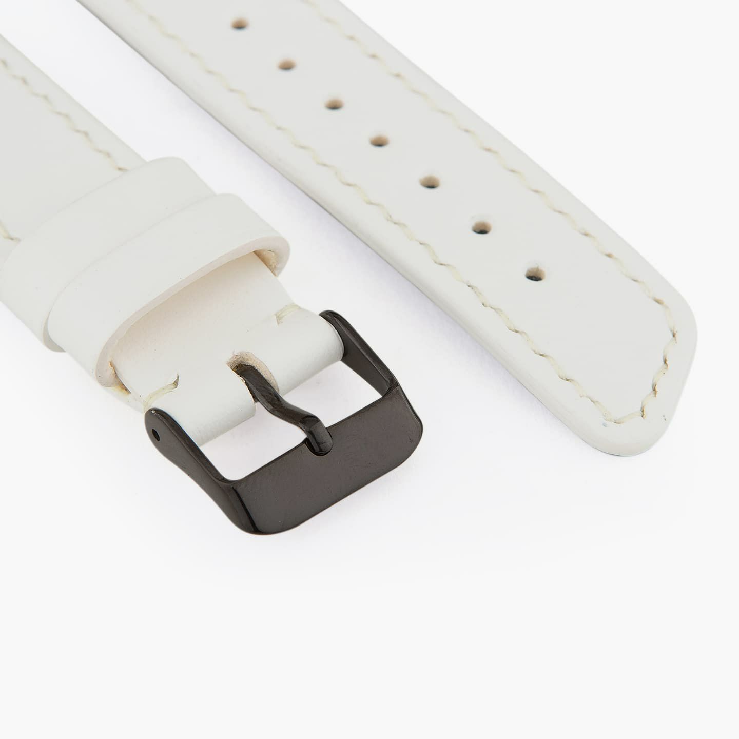 Apple Watch ケースサイズ：42 - 45 mm、表面（ブッテーロ）：White、裏面（シェーブル）：Black、アダプター & 尾錠：Black