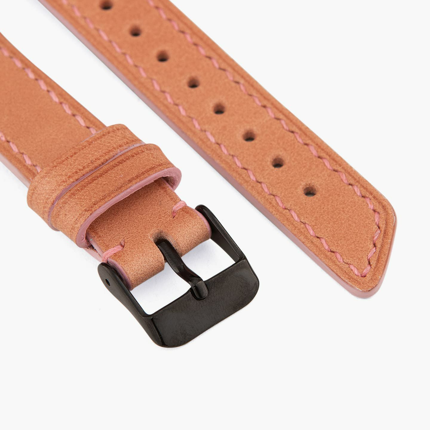 Apple Watch ケースサイズ：38 - 41 mm、表面（ブッテーロ）：Pink、裏面（シェーブル）：Black、アダプター & 尾錠：Black