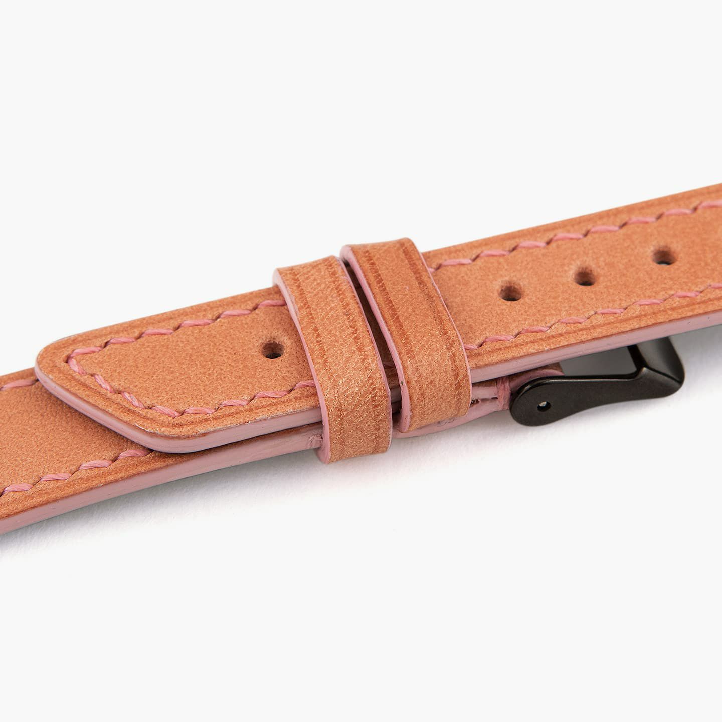 Apple Watch ケースサイズ：38 - 41 mm、表面（ブッテーロ）：Pink、裏面（シェーブル）：Black、アダプター & 尾錠：Black