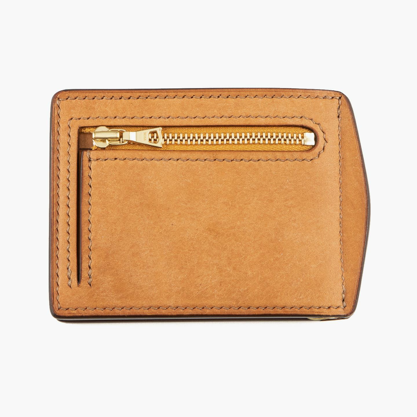 外装 ロゴ側（プエブロ）：Sabbia、外装 小銭入れ側（プエブロ）：Sabbia、内装（リスシオ）：Cognac、装飾（リスシオ）：Napoli、糸色（MeiSi）：、ファスナーテープ：、金具：Gold