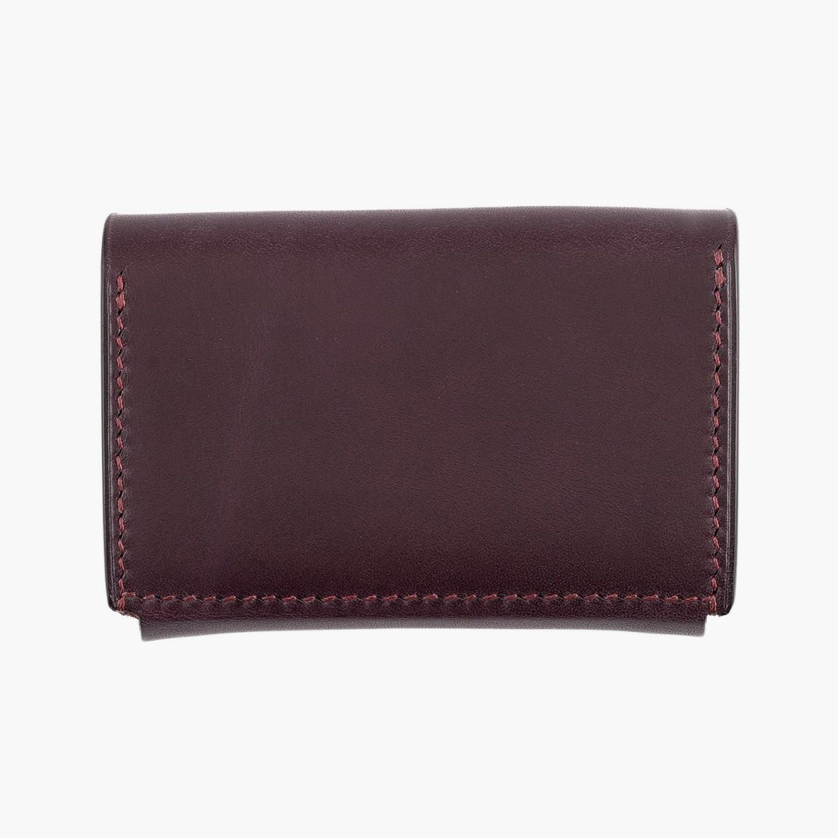 インナーポケット：2つ（スリット仕様）、外装（リスシオ）：Prugna、内装（プエブロ）：Coccinella、糸色：Burgundy