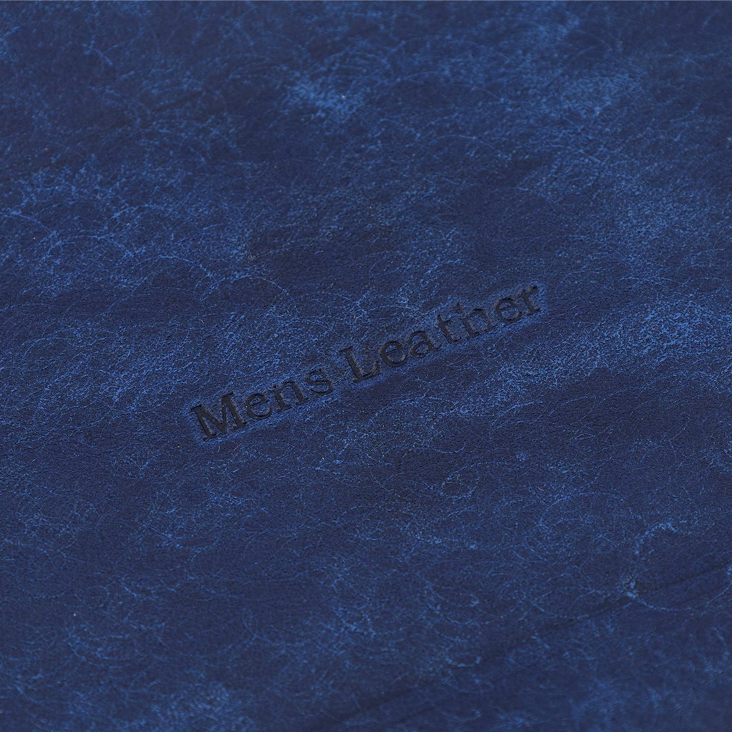 表面（マルゴー）：Blue、裏面（イングラサット）：Navy、糸色：Black、名入れ刻印：素押し、名入れ文字：Mens Leather