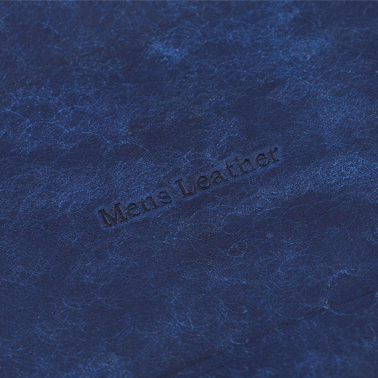 表面（マルゴー）：Blue、裏面（イングラサット）：Navy、糸色：Black、名入れ刻印：素押し、名入れ文字：Mens Leather