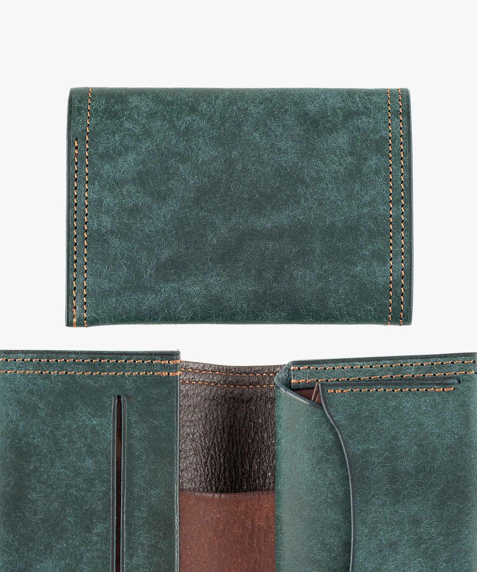 外装（プエブロ）：Petrolio、内装装飾（プエブロ）：Tabacco、糸色：Brown