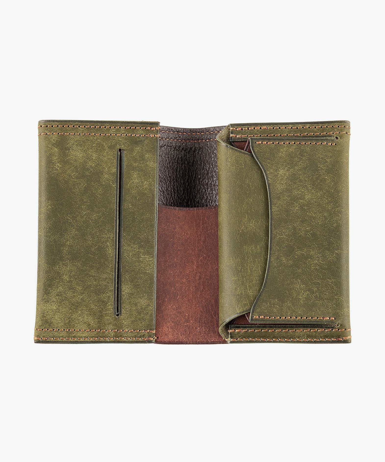 外装（プエブロ）：Oliva、内装装飾（プエブロ）：Tabacco、糸色：Brown