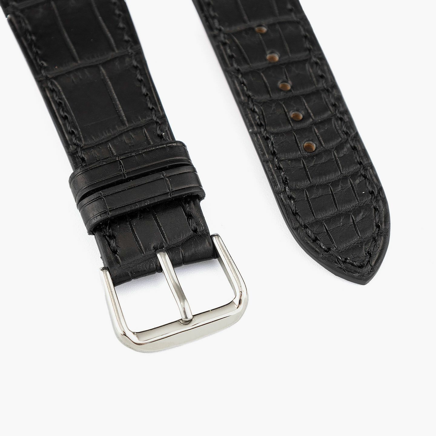 表面（クロコダイル）：Black、裏面（ツェルマット）：Naturel、アダプター ＆ 尾錠：Silver