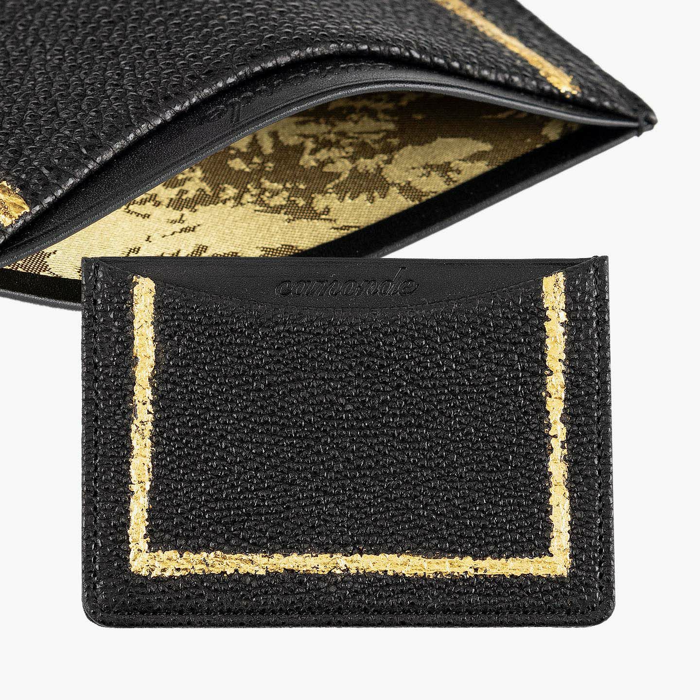 キ*e様 皇居限定　レザー ケース 黒 ゴールド装飾 黒桟革 カード入れ “edge” | 大人のバッグ・財布・ カード・パスケース