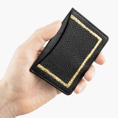 シオンコイン・カードケース　黒革　シャークスキン　備品完備 黒桟革 カード入れ “edge” | 大人のバッグ・財布・ カード・パス