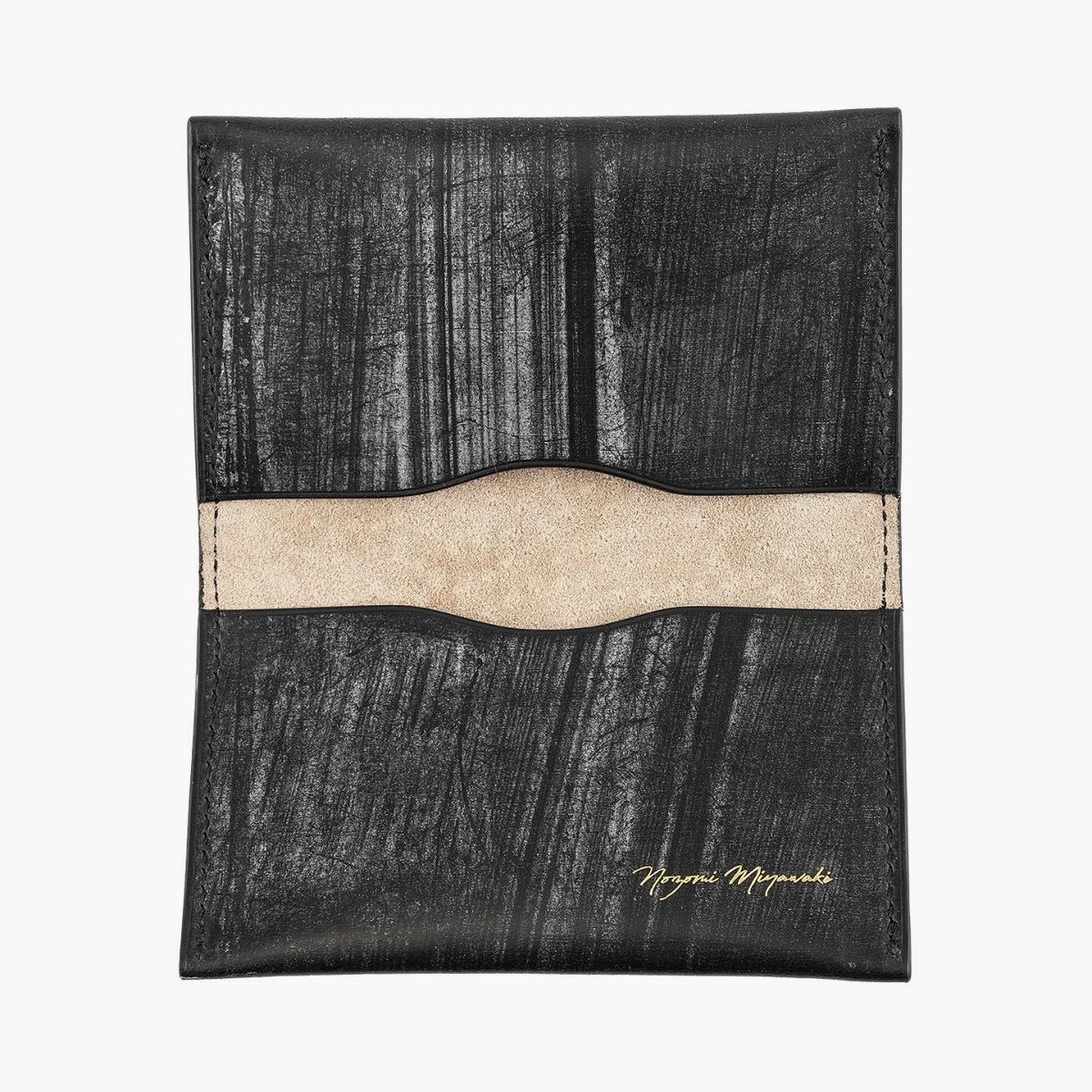 Color（バーミンガム）：Black、裏地（ピッグスエード）：Greige、ブランドロゴ刻印：箔押し（Gold）、内側ホック（Gold）：無