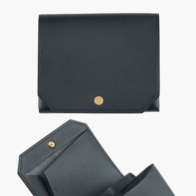 プエブロ 三つ折りコンパクト財布 / ブラック - 革コイン