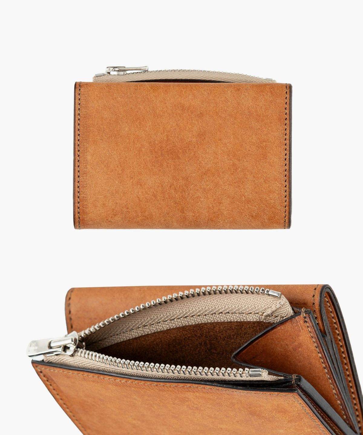 ファスナー&金具：Silver、ファスナーテープ：Beige