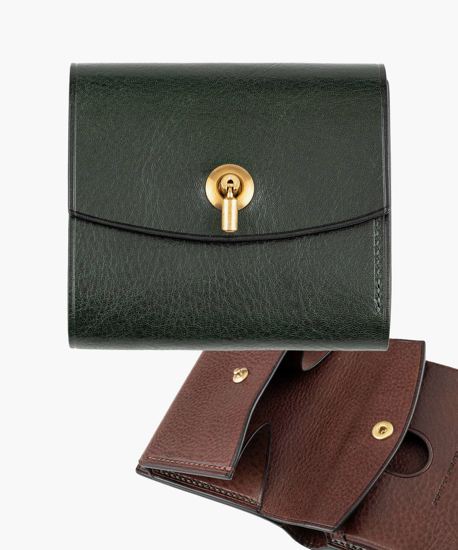 外装（リベルソ）：Green、内装（リベルソ）：Dark Brown、カードスロットタイプ：大容量1ポケット、利き手：左利き用、オコシ金具：Gold