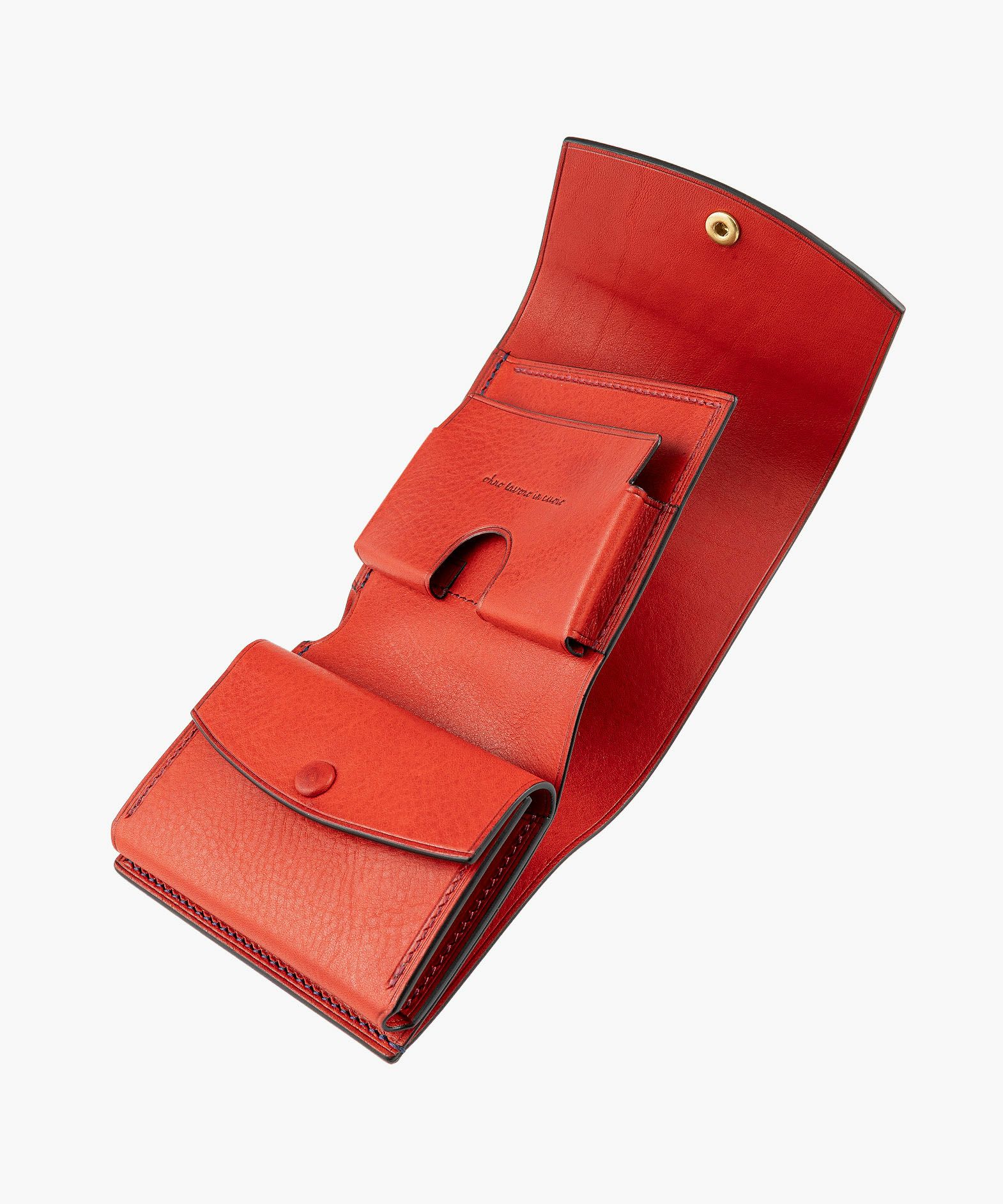 外装（リベルソ）：Navy、内装（リベルソ）：Red、カードスロットタイプ：大容量1ポケット、利き手：右利き用、くるみボタン＆ホック：Gold