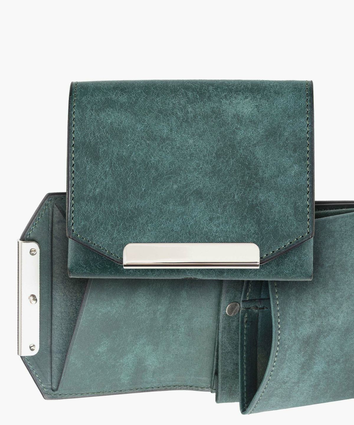 素材＆カラー（プエブロ）：Petrolio、金具：Silver、利き手：右利き用、背面ポケット有り