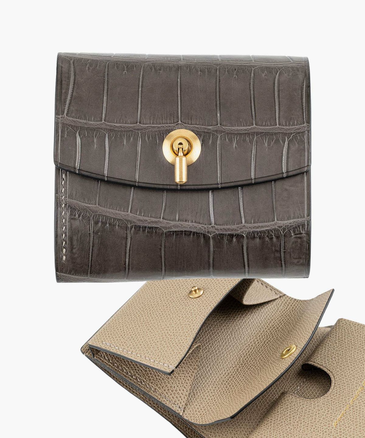 外装（ドーフィン）：Gray、内装（ドーフィン）：Oyster Gray、カードスロットタイプ：大容量1ポケット、利き手：右利き用、オコシ金具：Gold