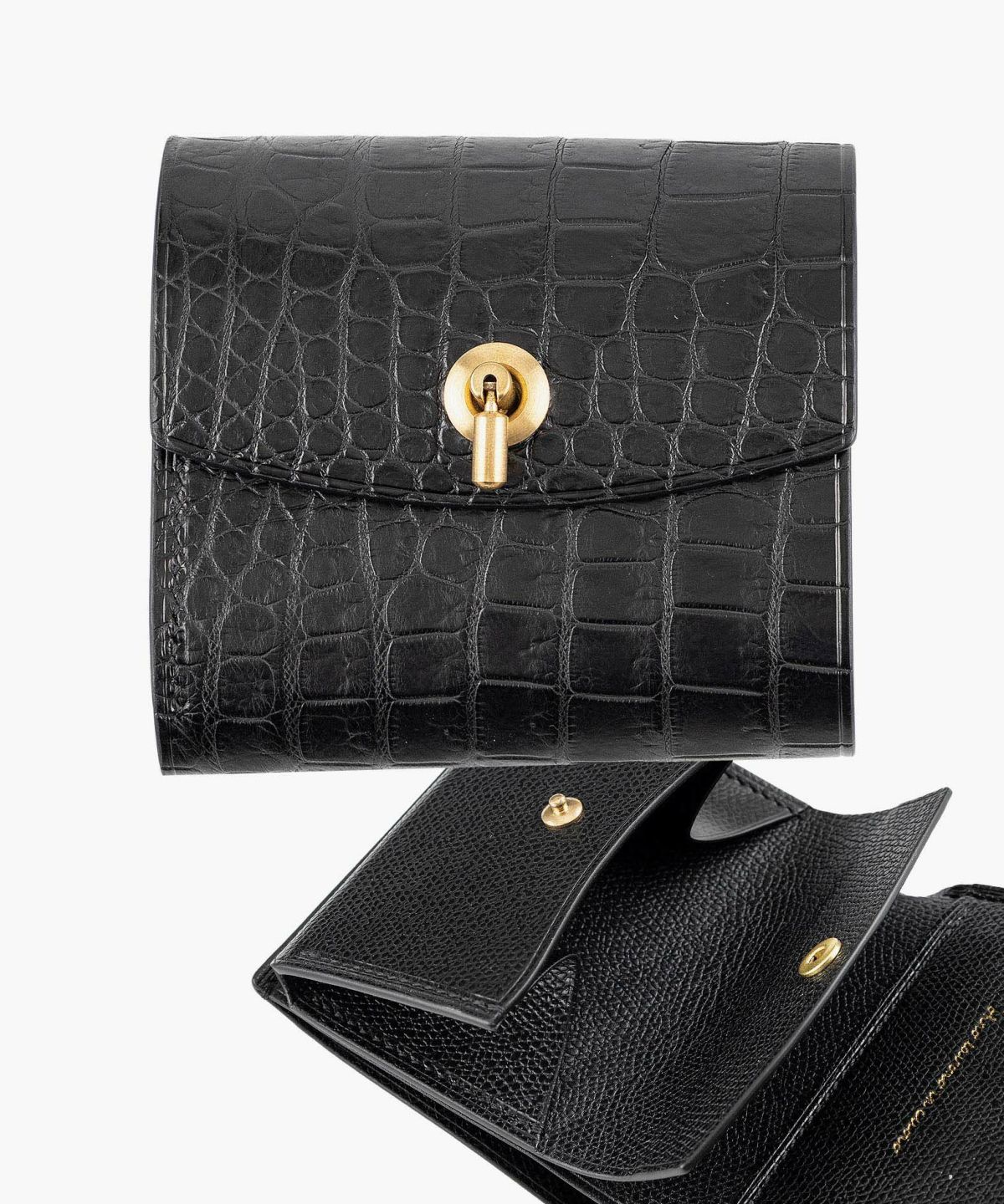 外装（ドーフィン）：Black、内装（ドーフィン）：Noir、カードスロットタイプ：スリム2ポケット、利き手：右利き用、オコシ金具：Gold