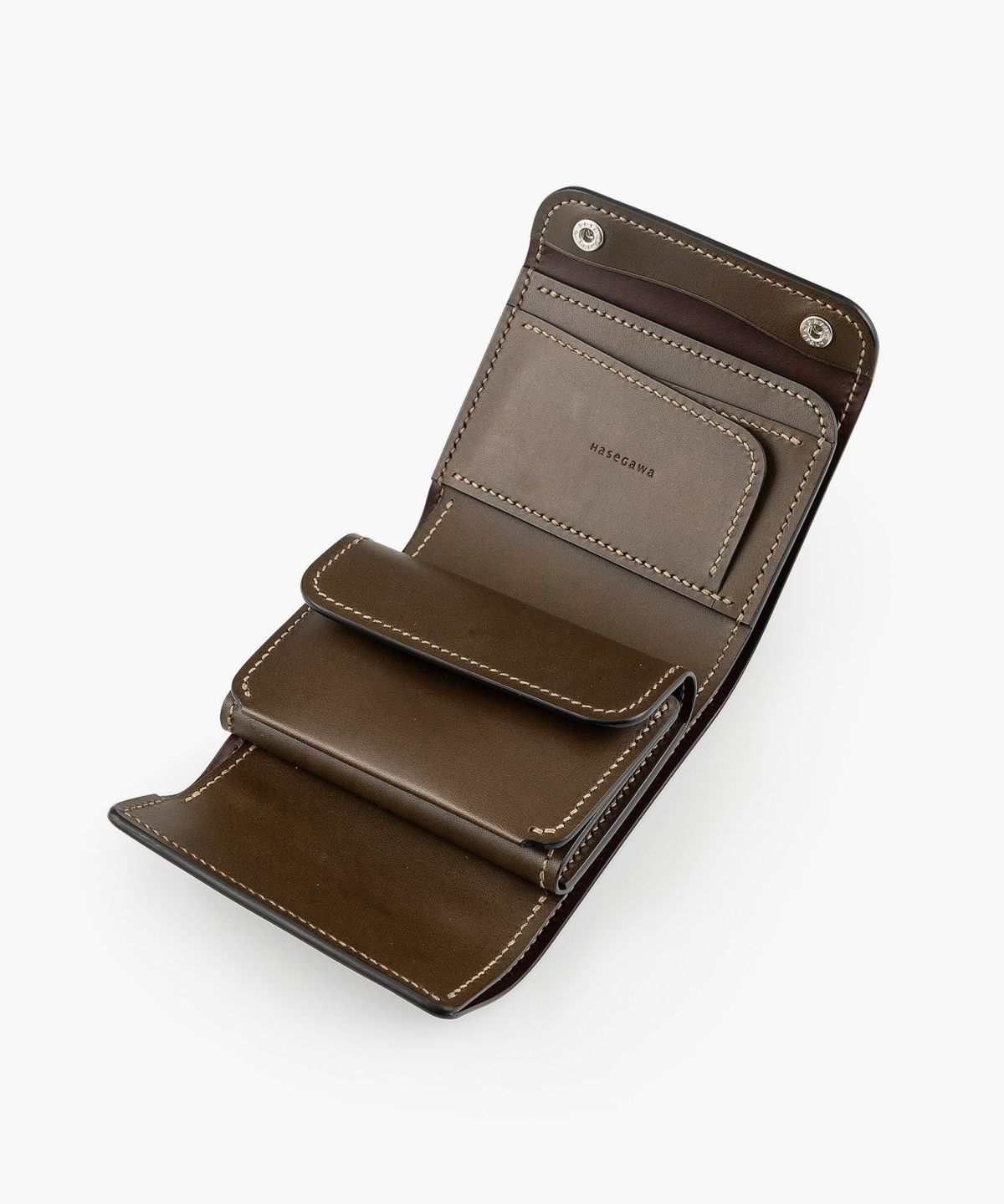 外装（ブルガロ）：Olive、内装（ブルガロ）：Olive、内装裏張り（ブルガロ）：Dark Brown、糸色：Khaki、ホック：Silver