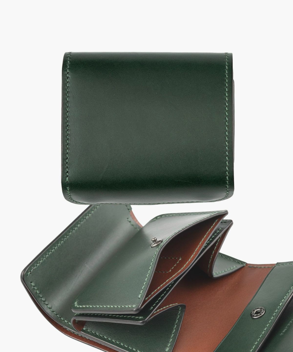 外装（ブルガロ）：Green、内装（ブルガロ）：Green、内装裏張り（ブルガロ）：Brown、糸色：Green、ホック：Black