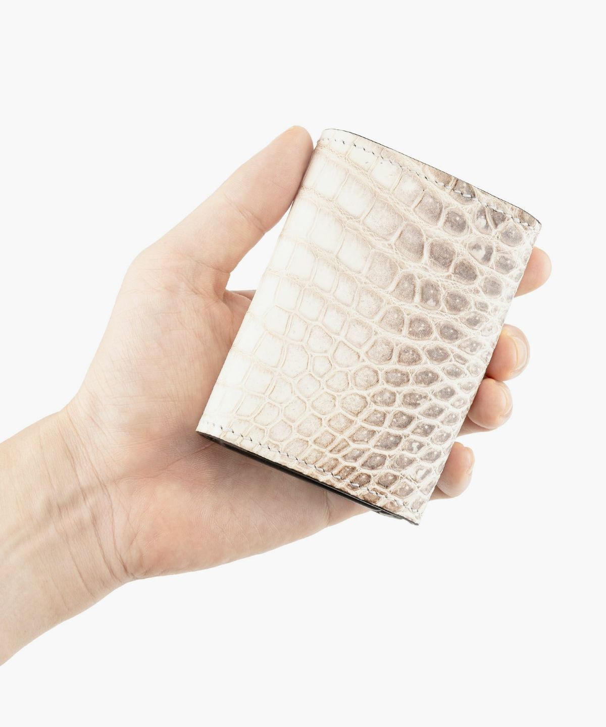 外装（ポロサス）：Himalayan、糸色：White、ホック：Gold、内装裏張り（ブルガロ）：Black、内装（ブルガロ）：Black