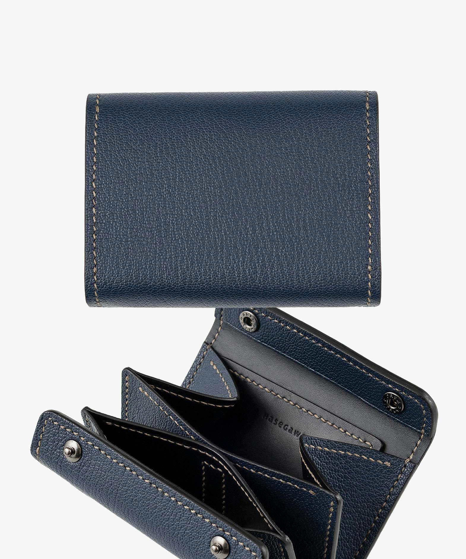 外装（シェーブル）：Navy、内装（シェーブル）：Navy、内装裏張り（ブルガロ）：Black、糸色：Khaki、ホック：Black