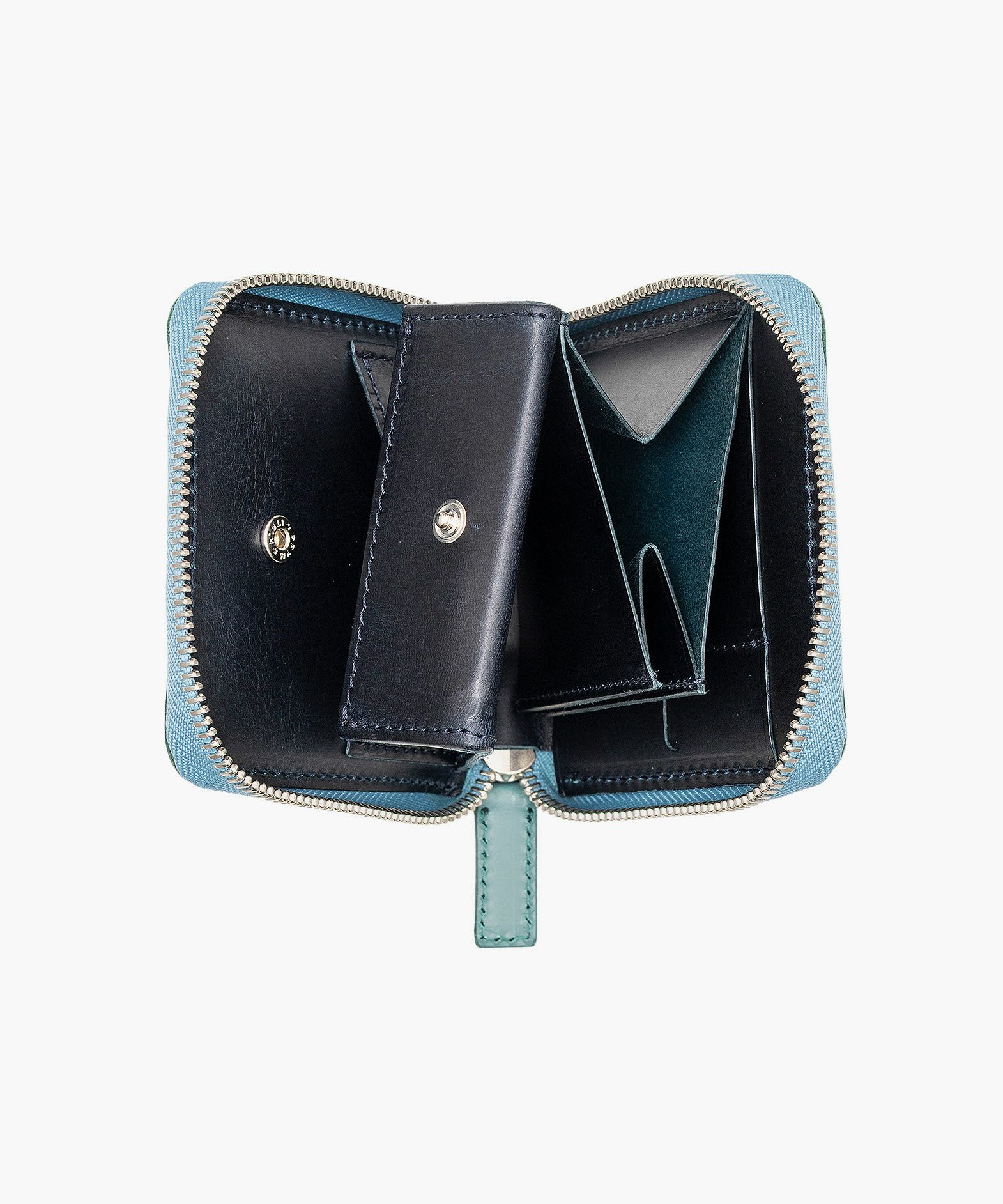 外装（ブッテーロ）：Turquoise、内装（ブッテーロ）：Navy、金具：Silver