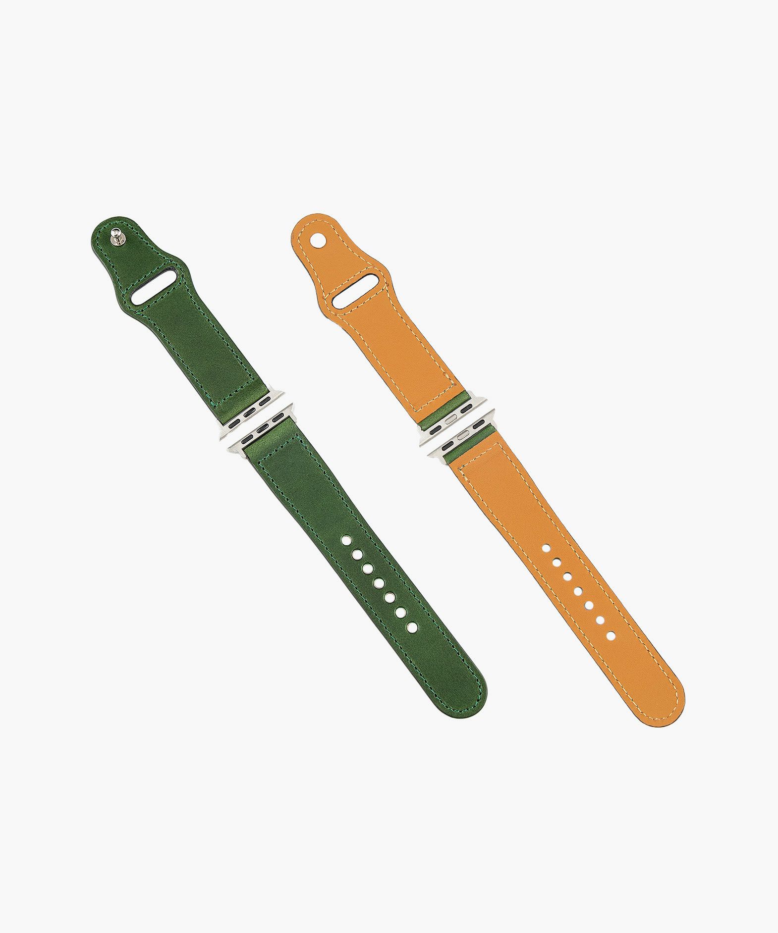 モデル＆手首サイズ：ストレート、カラー：Green、アダプター ＆ 尾錠：Silver