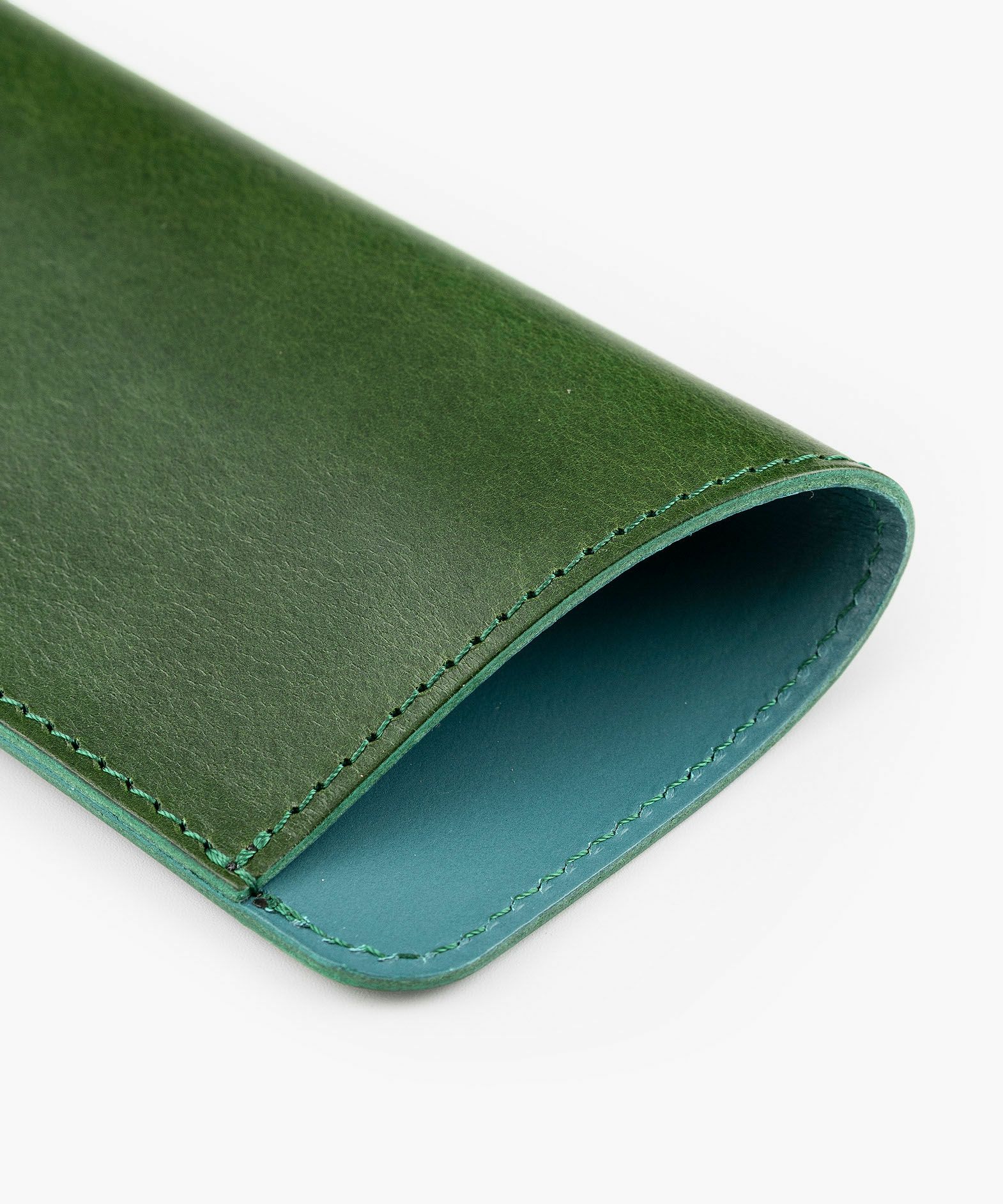 外装（ブッテーロ）：Green、内装（ブッテーロ）：Turquoise、糸色：外装と同系色